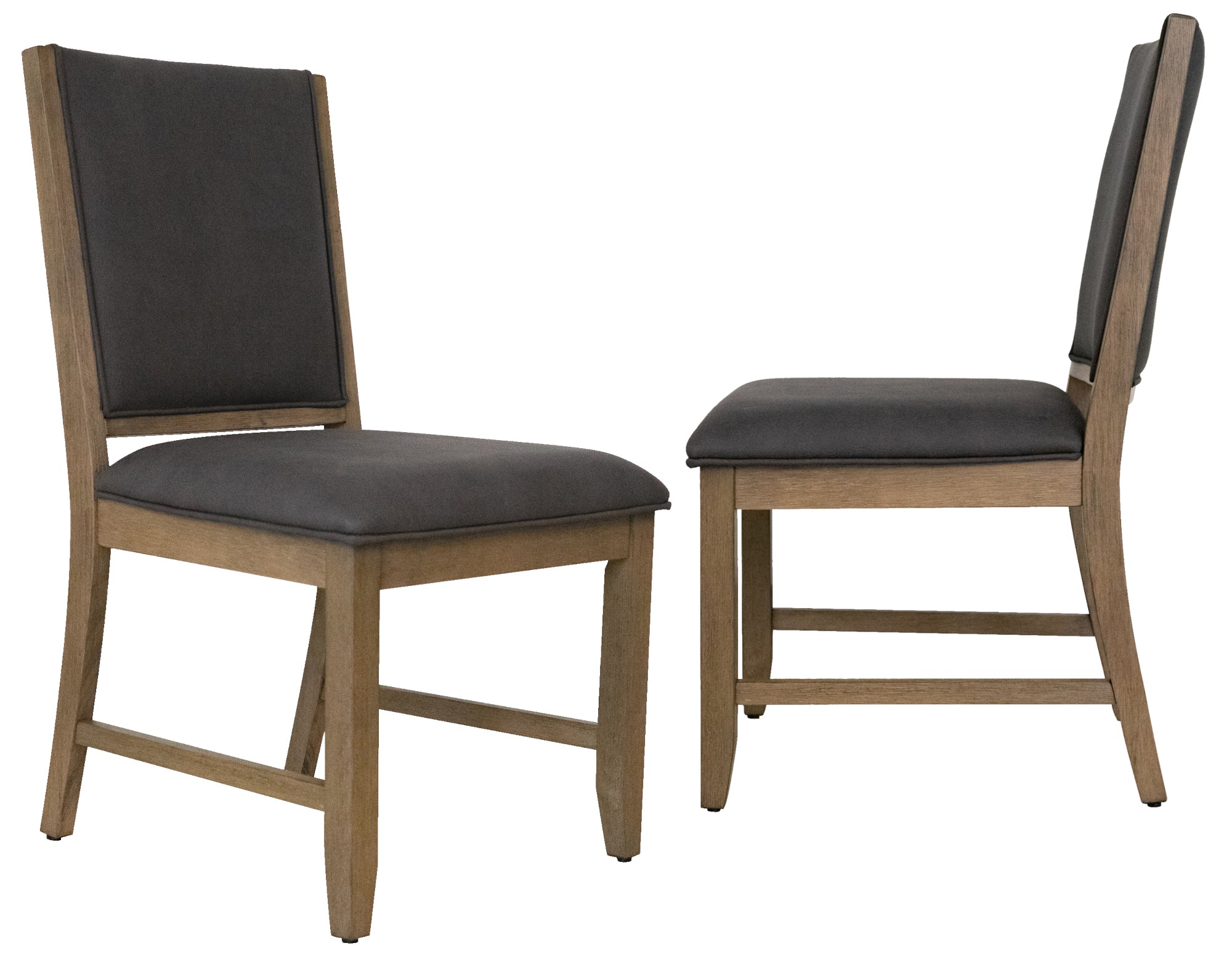 Sunset Trading Saunders Upholstered Dining Chairs | Set of 2 | Gray Upholstered Padded Seat and Back Parsons Sidechair | Brown A