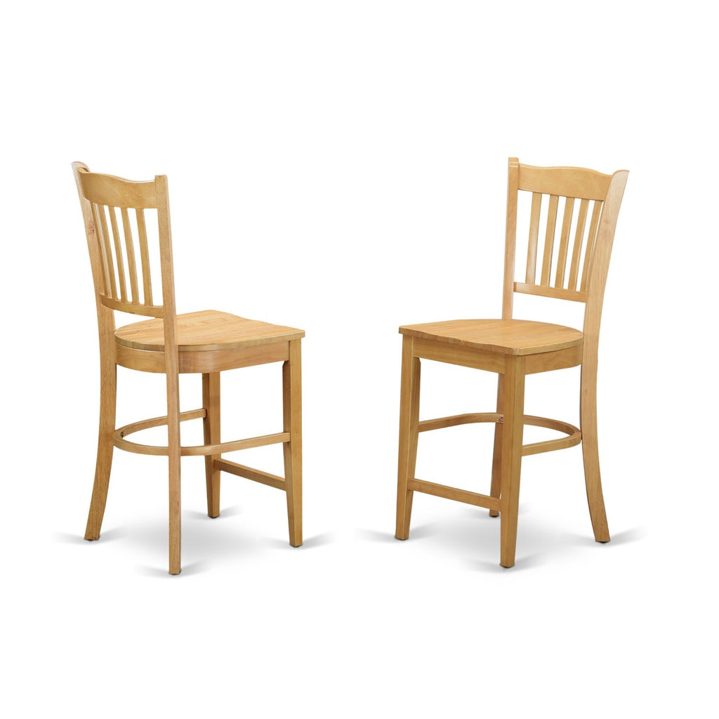 East West Furniture EDGR5-OAK-W 5 Piece Kitchen Counter Set Includes a Round Dining Room Table with Pedestal and 4 Dining Chairs, 30x30 Inch, Oak