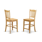 East West Furniture EDGR5-OAK-W 5 Piece Kitchen Counter Set Includes a Round Dining Room Table with Pedestal and 4 Dining Chairs, 30x30 Inch, Oak