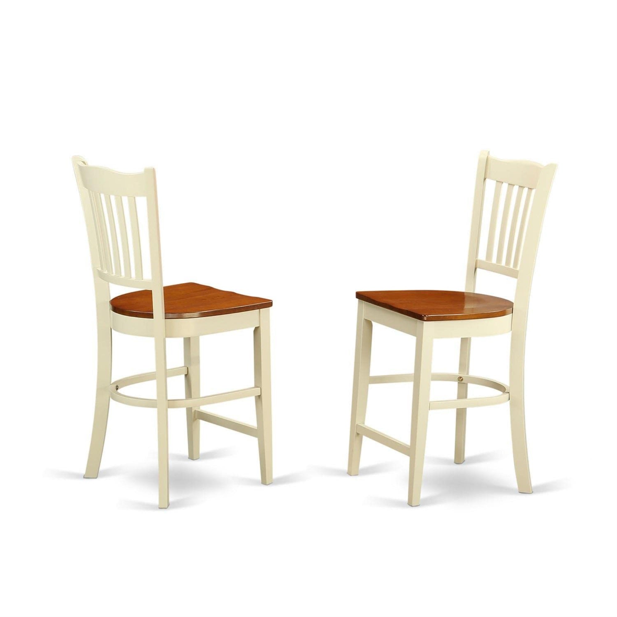 East West Furniture EDGR5-WHI-W 5 Piece Kitchen Counter Height Dining Table Set Includes a Round Wooden Table with Pedestal and 4 Dining Chairs, 30x30 Inch, Buttermilk & Cherry