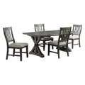 Sunset Trading Trestle 5 Piece Dining Set | 96 Inch  Rectangular Extendable Table | 4 Upholstered Side Chairs | Distressed Gray Wood
