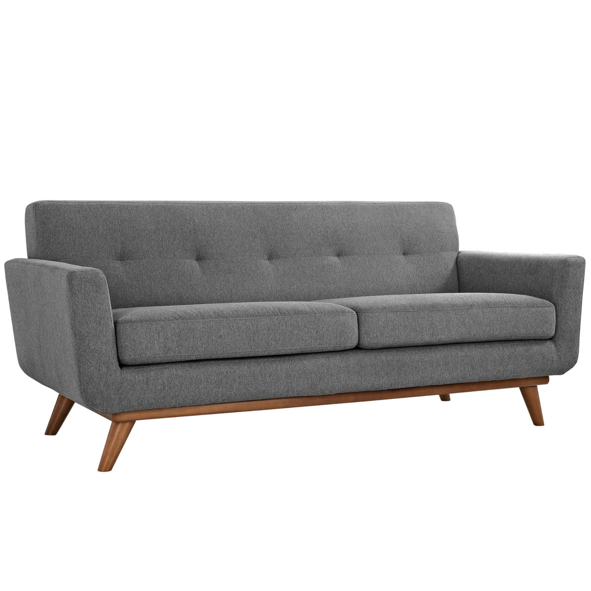Engage Loveseat  Gently Curved Design, Dual Cushions, Tufted Buttons, Sturdy Wood Legs  Perfect For Lounging And Conversations