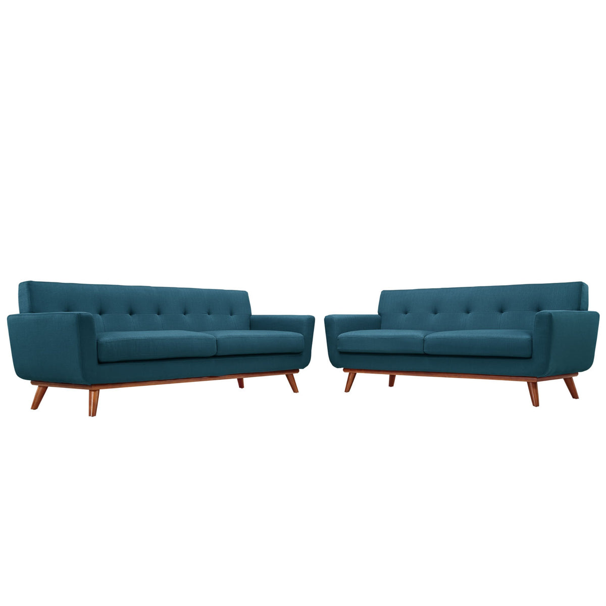Engage Sofa With Dual Cushions And Tufted Buttons  Comfortable Lounging Spot For Relaxation And Conversations