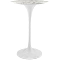 Lippa 28 Inch  Round Artificial Marble Bar Table  White