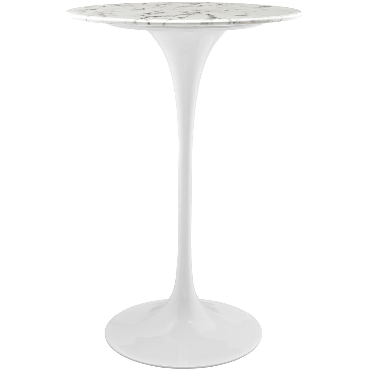 Lippa 28 Inch  Round Artificial Marble Bar Table  White