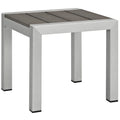 Shore Outdoor Patio Aluminum Side Table  Silver Gray
