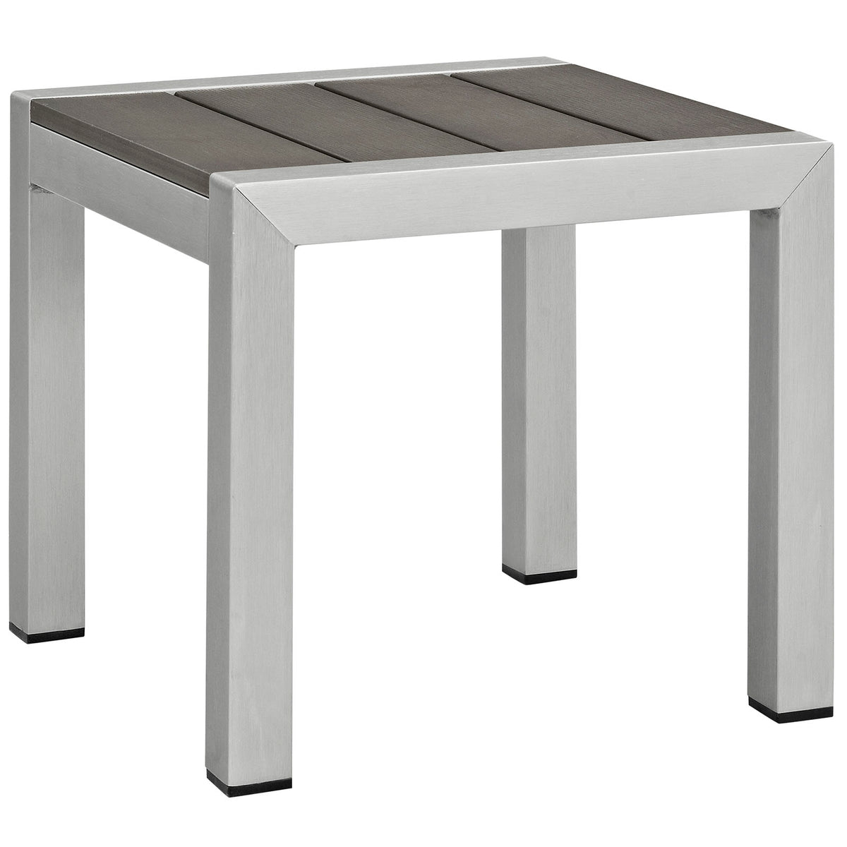 Shore Outdoor Patio Aluminum Side Table  Silver Gray