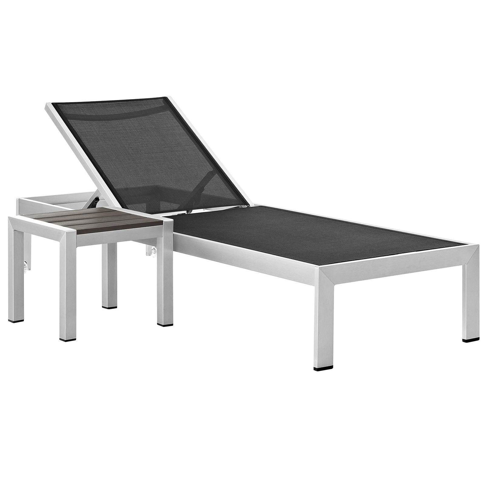 Shore 2 Piece Outdoor Patio Aluminum Set - Silver Black