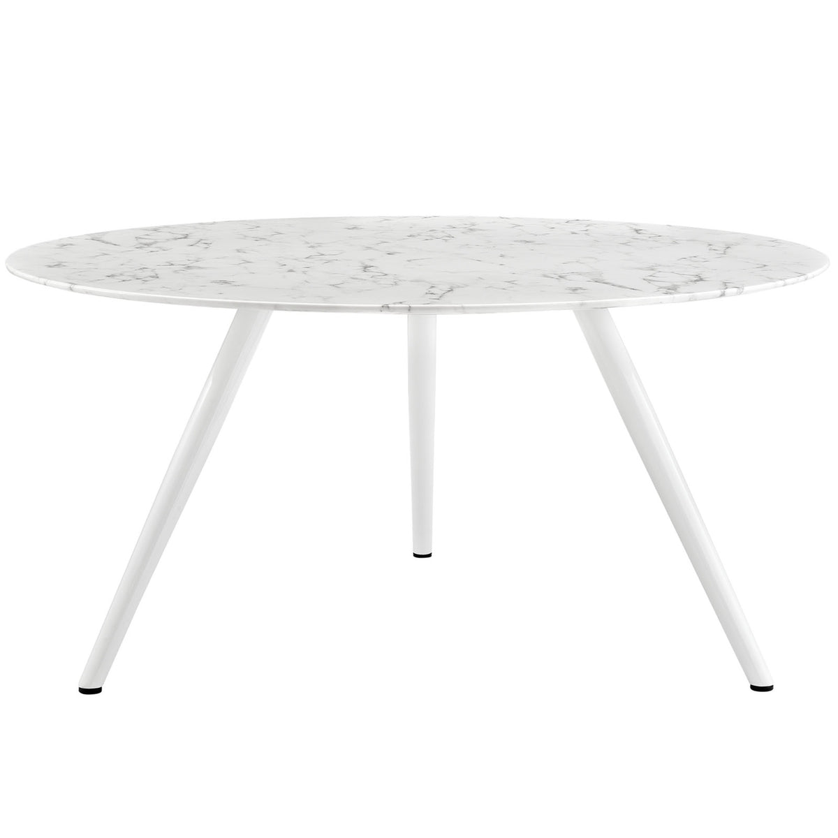 Lippa 60 Inch  Round Marble Dining Table  Timeless Modern Design, Scratchresistant Top, Lacquered Metal Legs  White