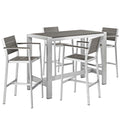 Shore 5 Piece Outdoor Patio Aluminum Dining Set - Silver Gray