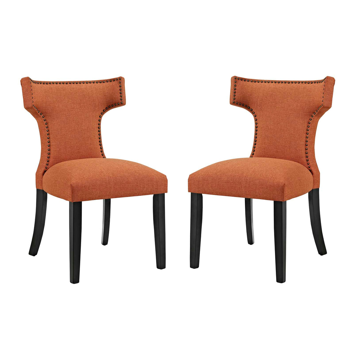 Curve Dining Side Chair Fabric Set Of 2  Orange