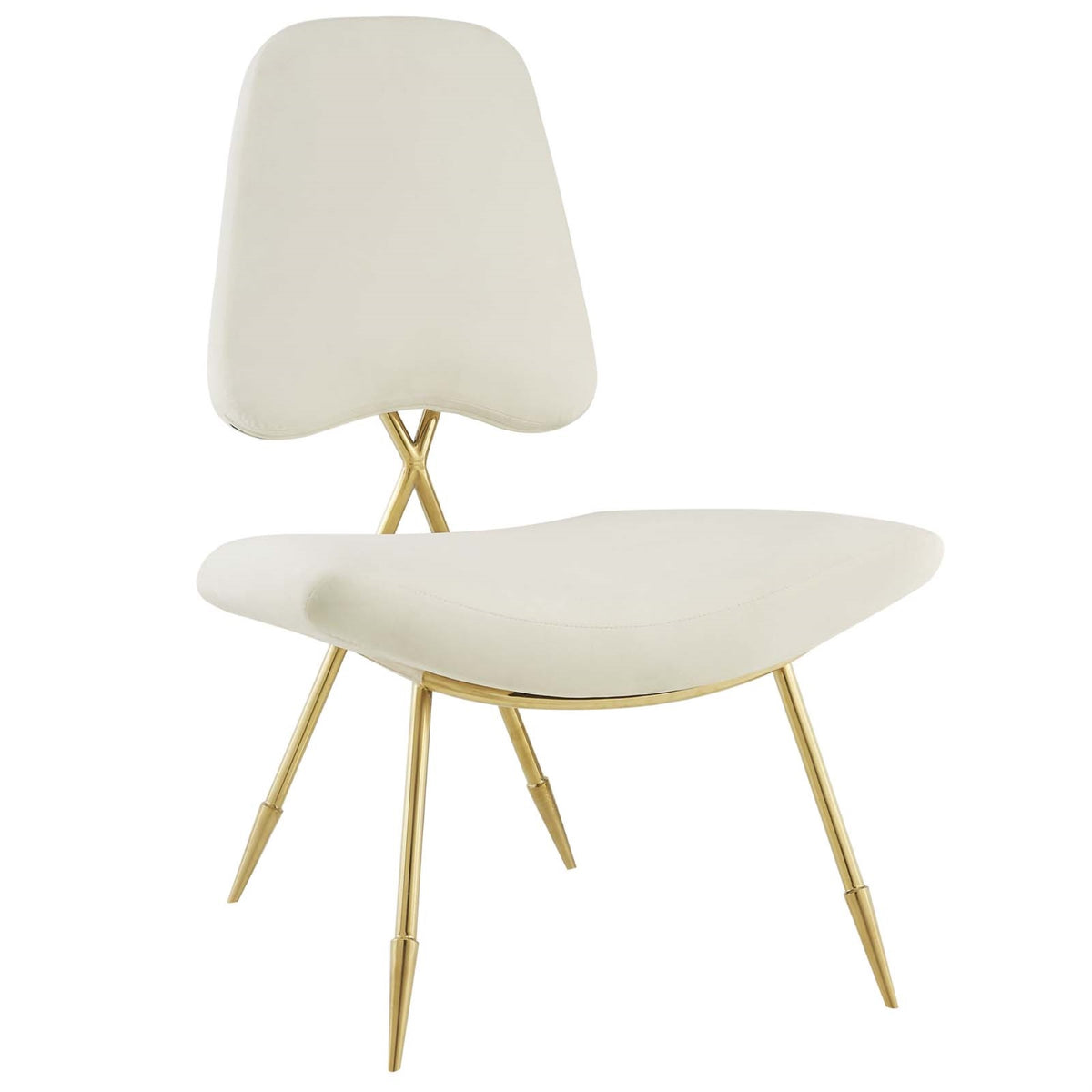 Ponder Performance Velvet Lounge Chair  Comfortable Highdensity Foam Seat  Stainresistant Upholstery  Gold Stainless Steel