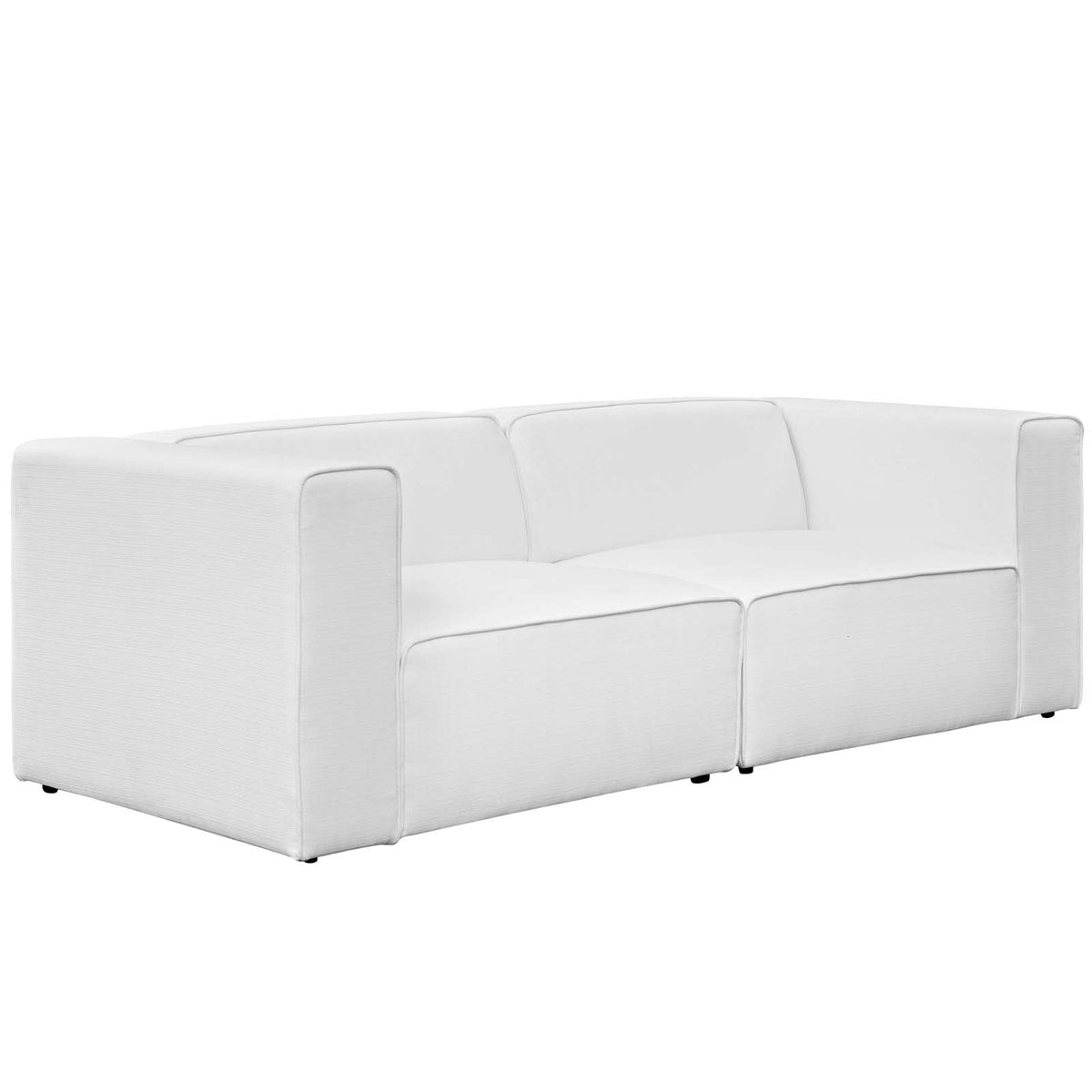 Mingle 2 Piece Upholstered Fabric Sectional Sofa Set  White