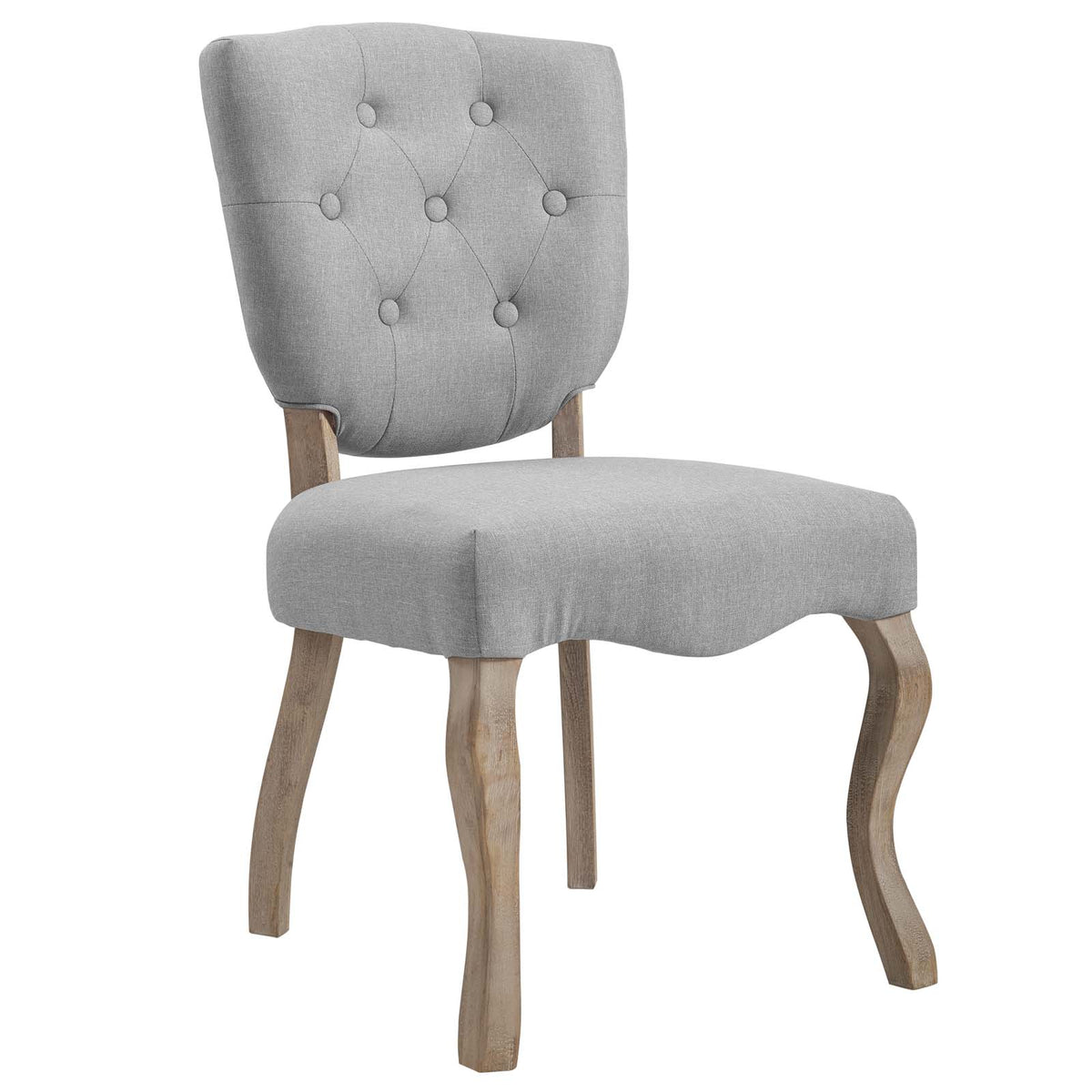 Array Vintage French Upholstered Dining Side Chair  Light Gray