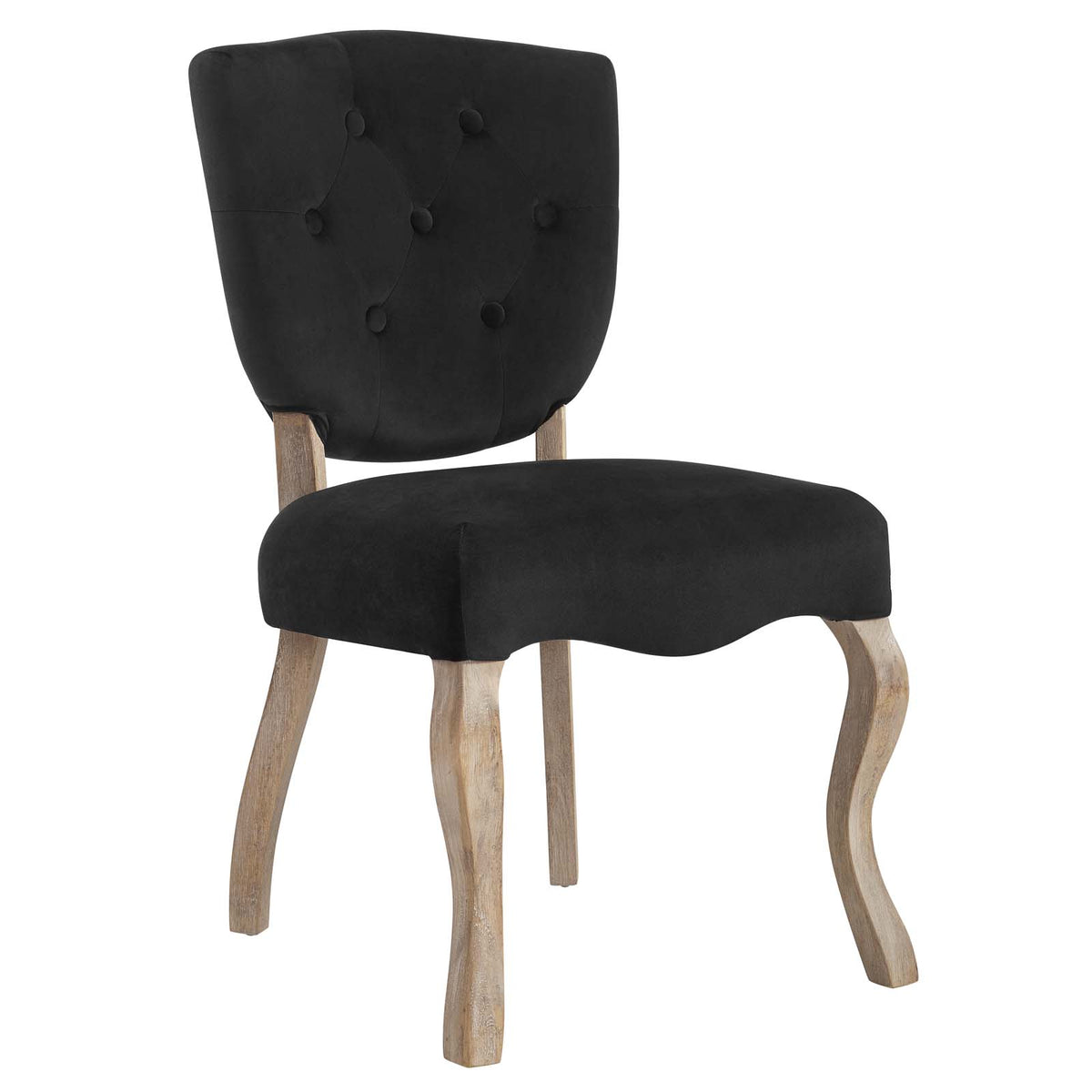 Array Vintage French Velvet Dining Side Chair  Black