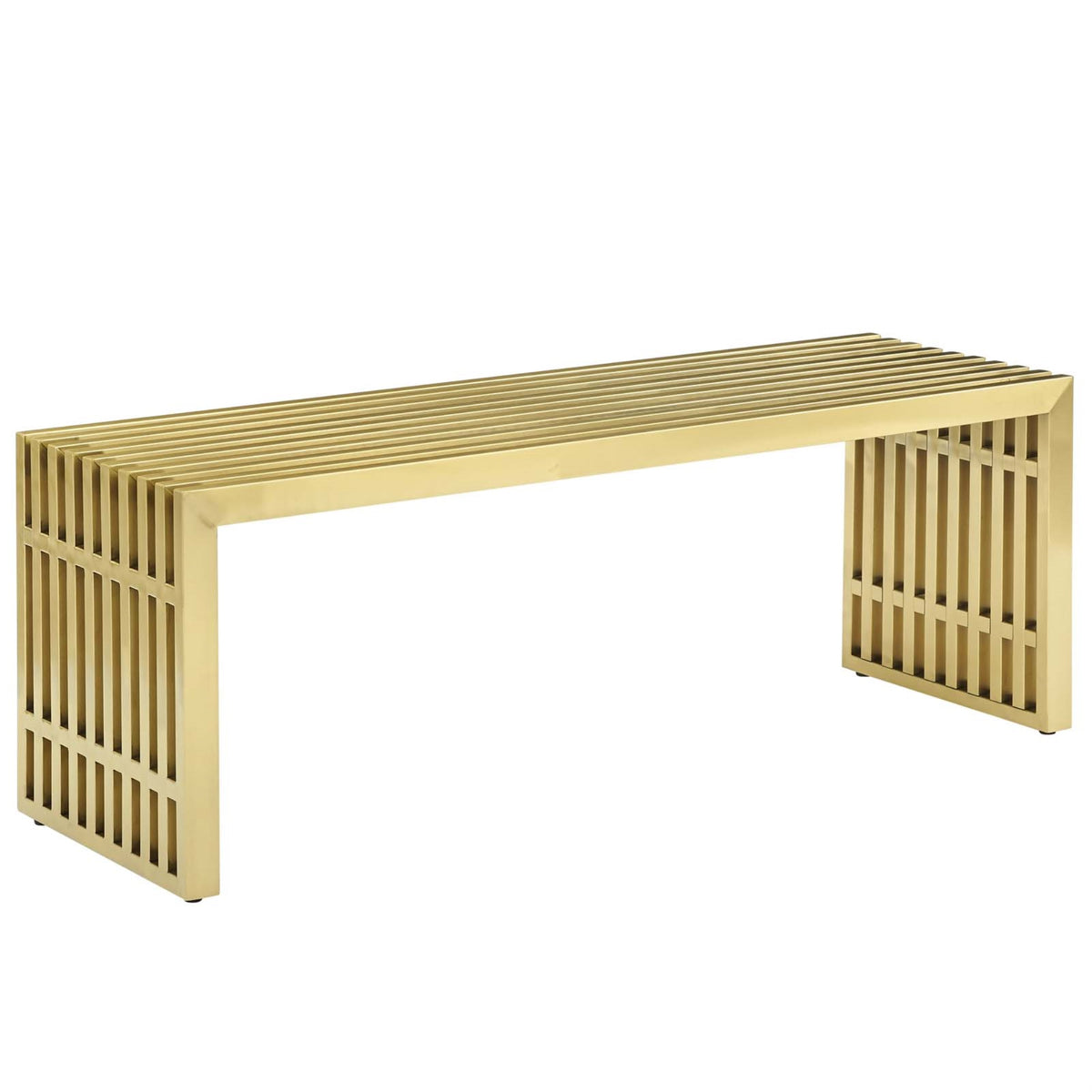 Gridiron Tubular Stainless Steel Bench  Gold | Sleek Design, Transcends Boundaries | Ideal For Reception Rooms & Living Areas