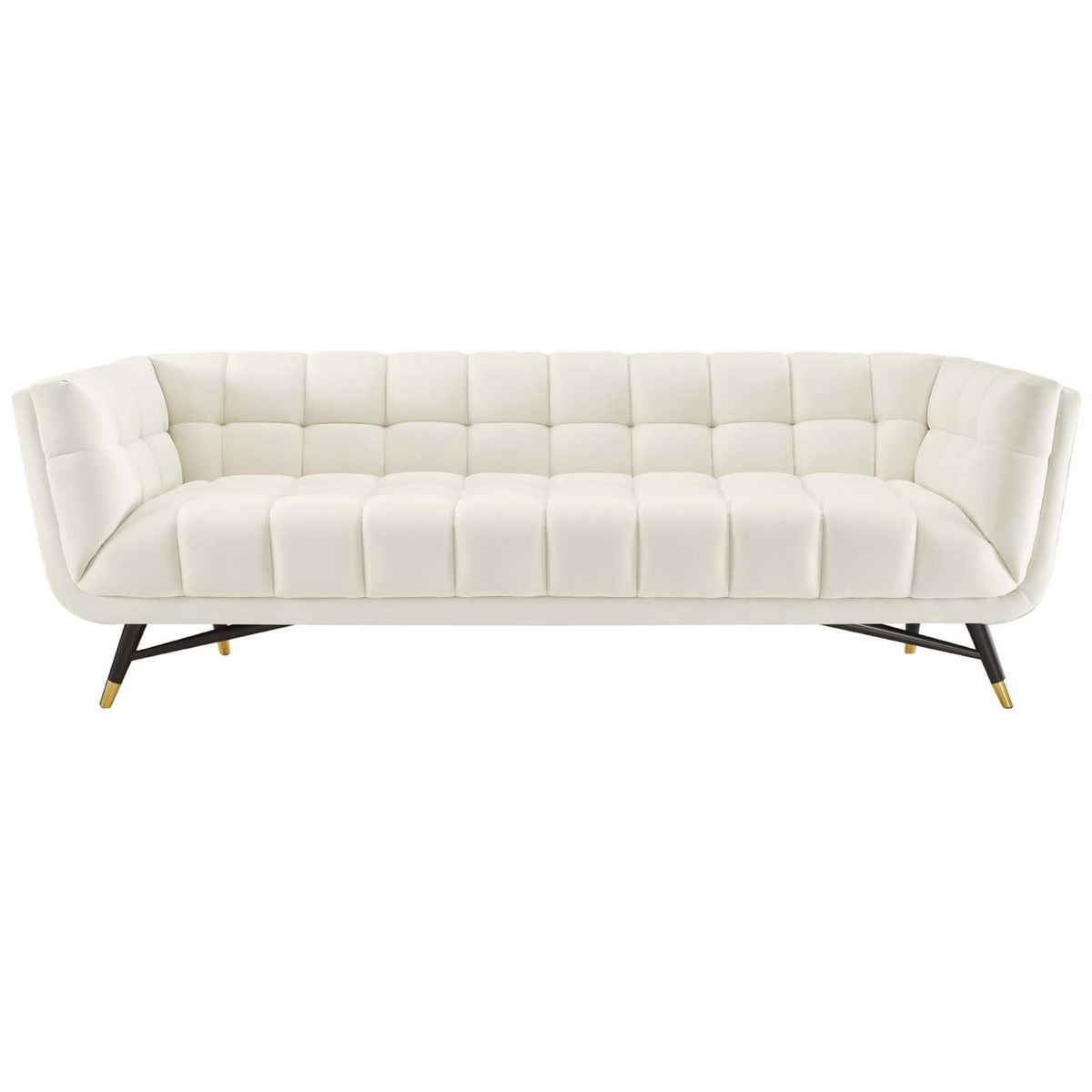Adept Performance Velvet Sofa  Chic, Contemporary Design  Stainresistant Upholstery  Plush Comfort  Splayed Black Birchwood