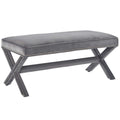 Rivet Upholstered Velvet Bench  Gray