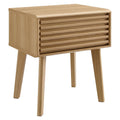 Ergode Mid-Century Modern End Table - Walnut Grain Laminate, Tapered Legs, Storage Drawer - Stylish & Functional Living Room Sid