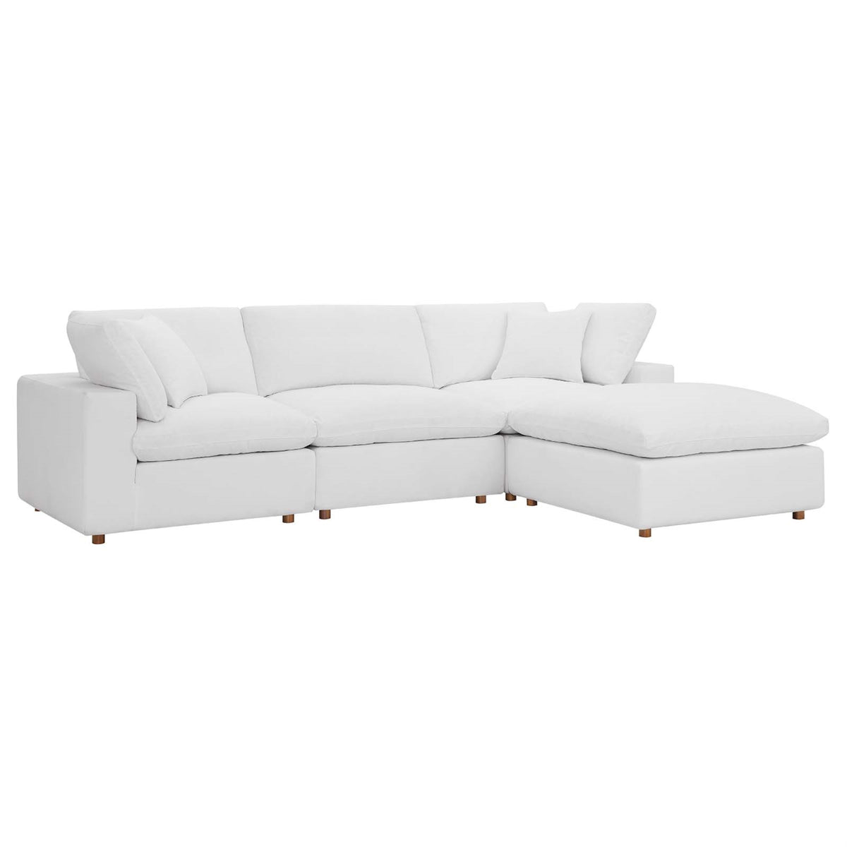 Ergode Modern Sectional Sofa Set: Cozy & Inviting, Polyester Upholstery, Solid Wood Frame, Down Feather Cushions, Ottoman Includ