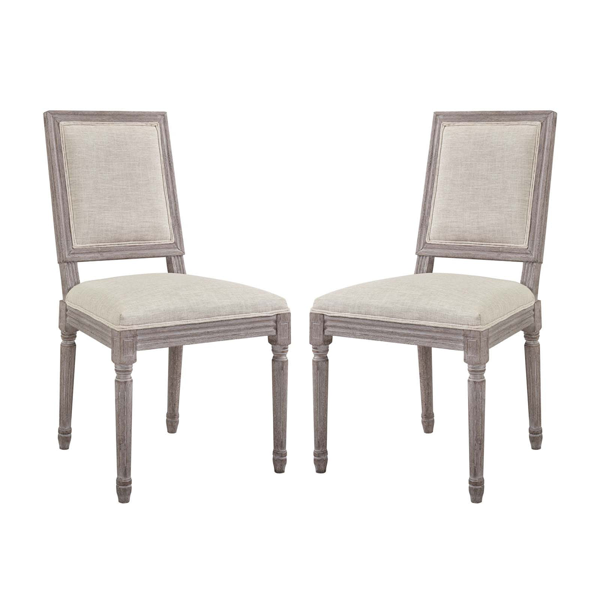 Court Dining Side Chair Upholstered Fabric Set Of 2  Beige