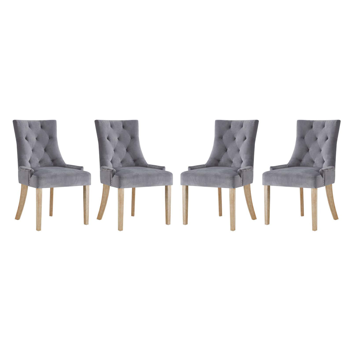 Pose Dining Chair Velvet Set Of 4  Gray