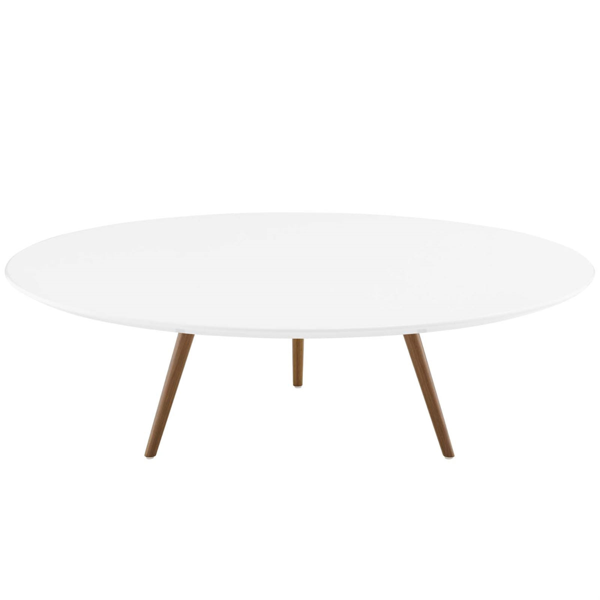 Lippa 47 Inch  Round Walnut Veneer Coffee Table  Timeless Design, Scratchresistant Finish, Tripod Base. Perfect For Living Room, Lo
