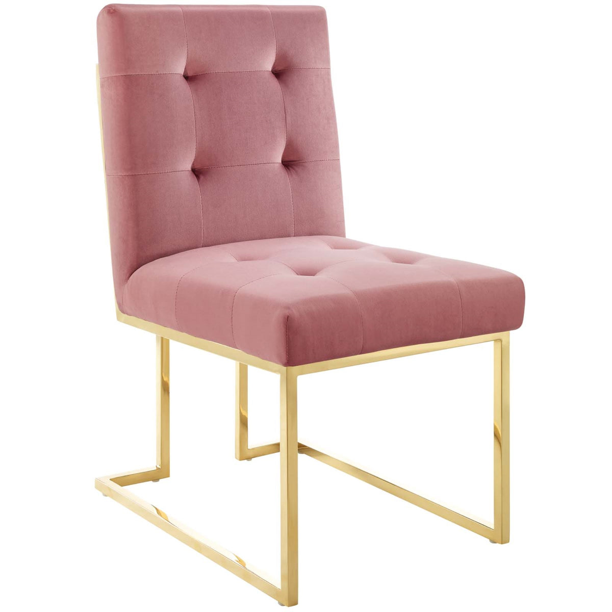 Privy Gold Stainless Steel Performance Velvet Dining Chair Gold Dusty Rose
