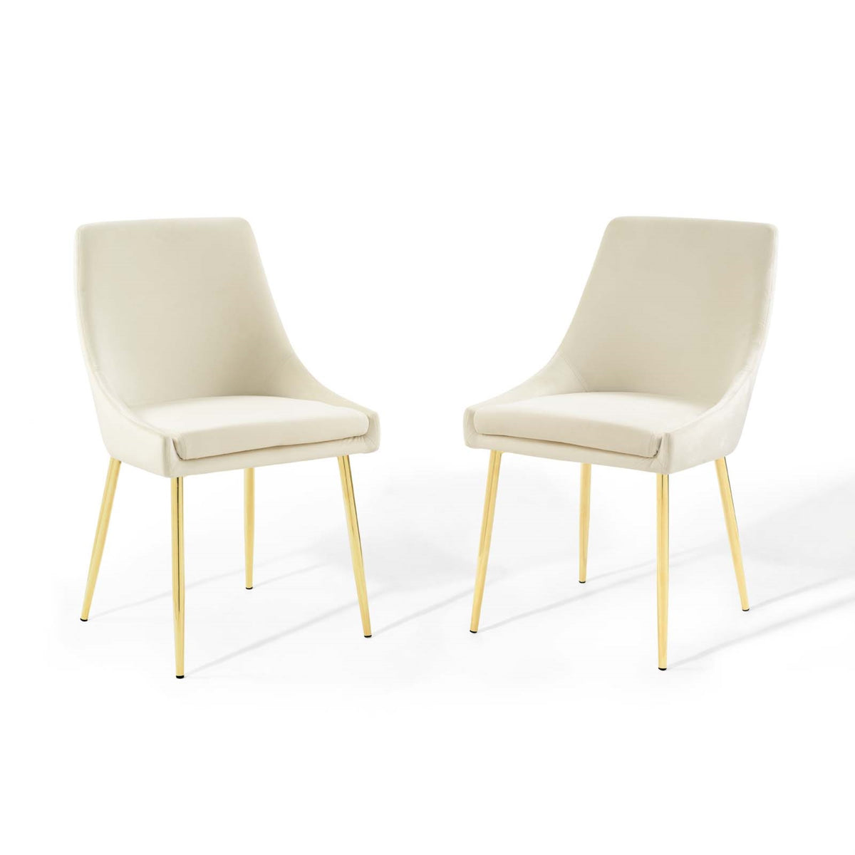 Viscount Performance Velvet Dining Chairs  Set Of 2 Gold Ivory