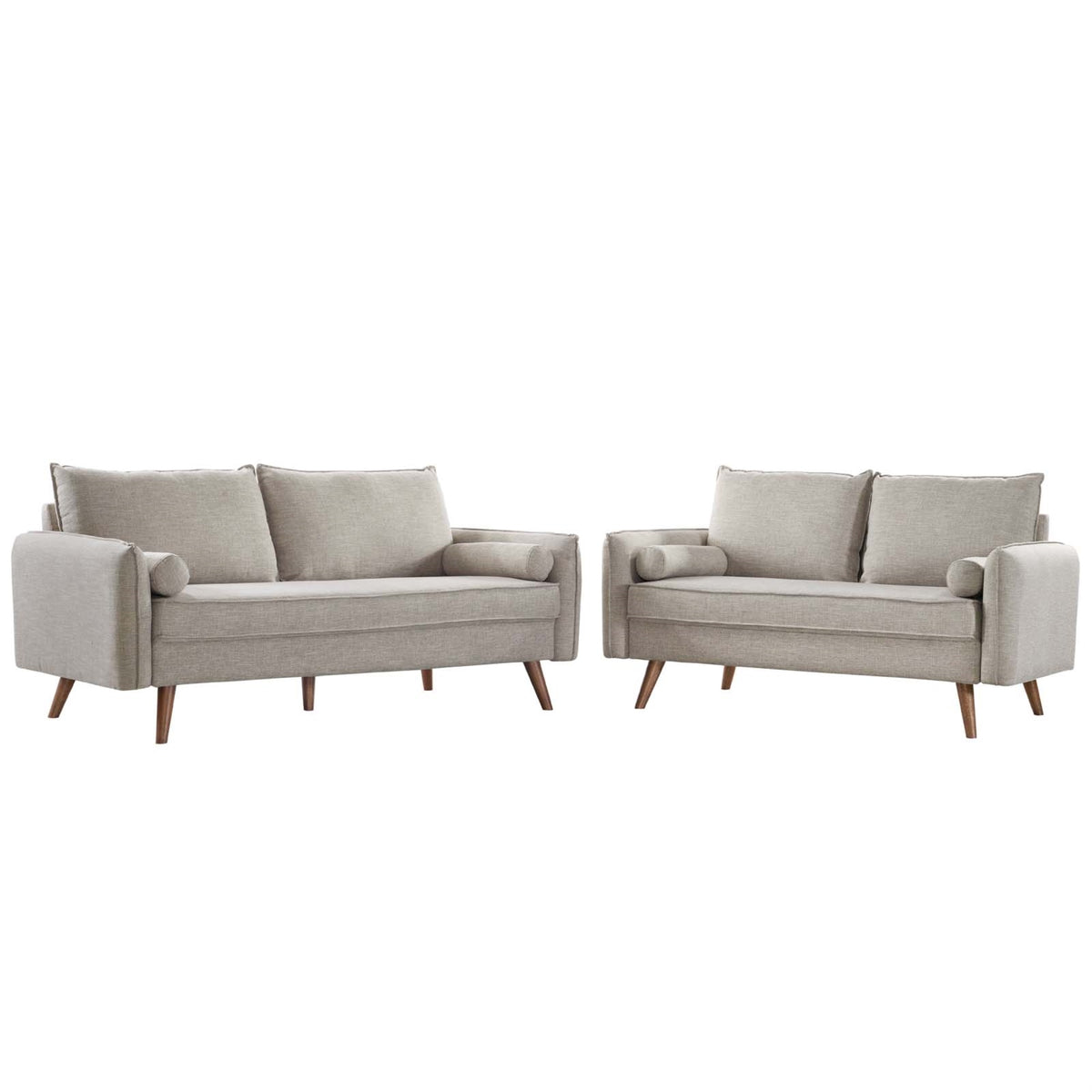 Revive Upholstered Fabric Sofa And Loveseat Set Beige
