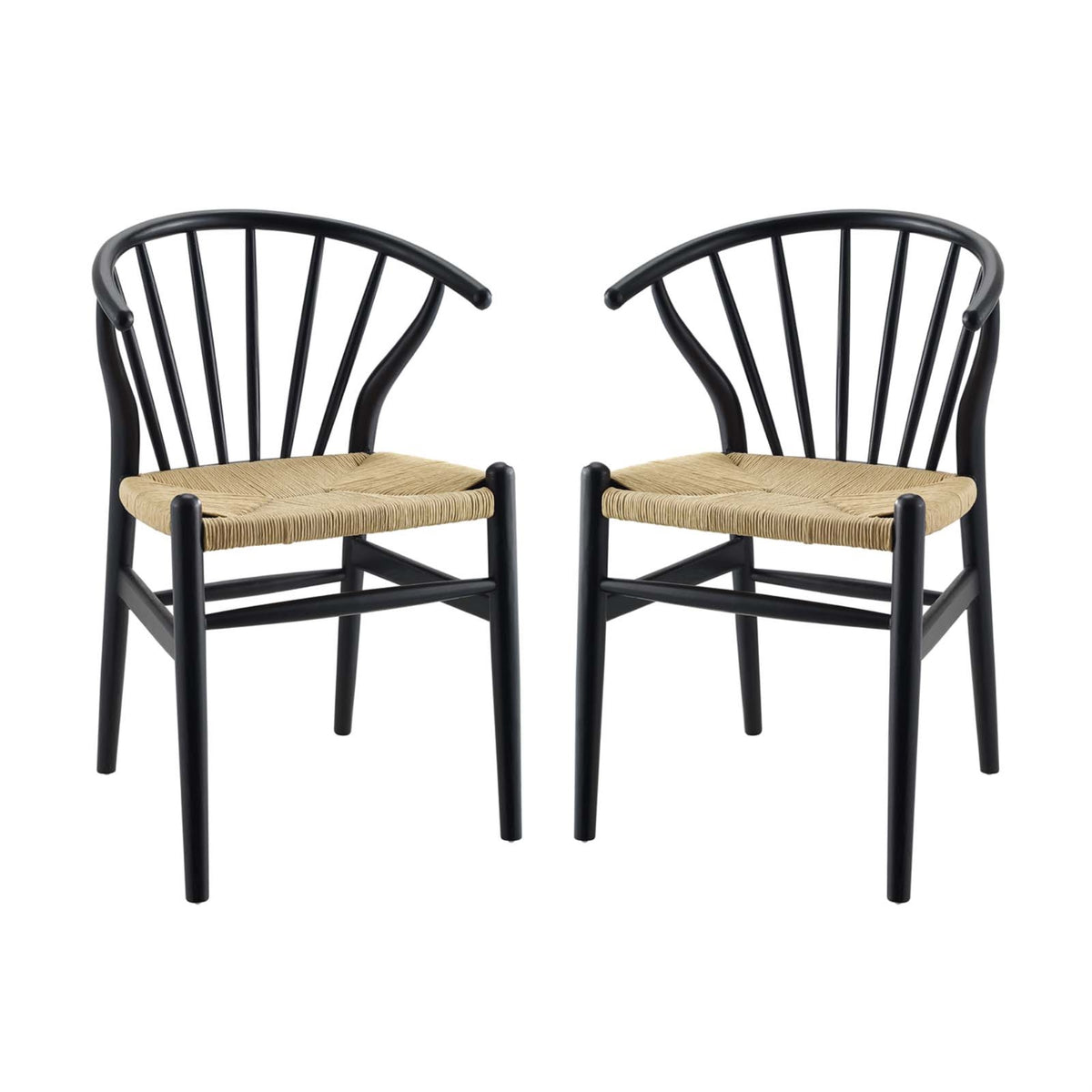 Flourish Spindle Wood Dining Side Chair Set Of 2 Black