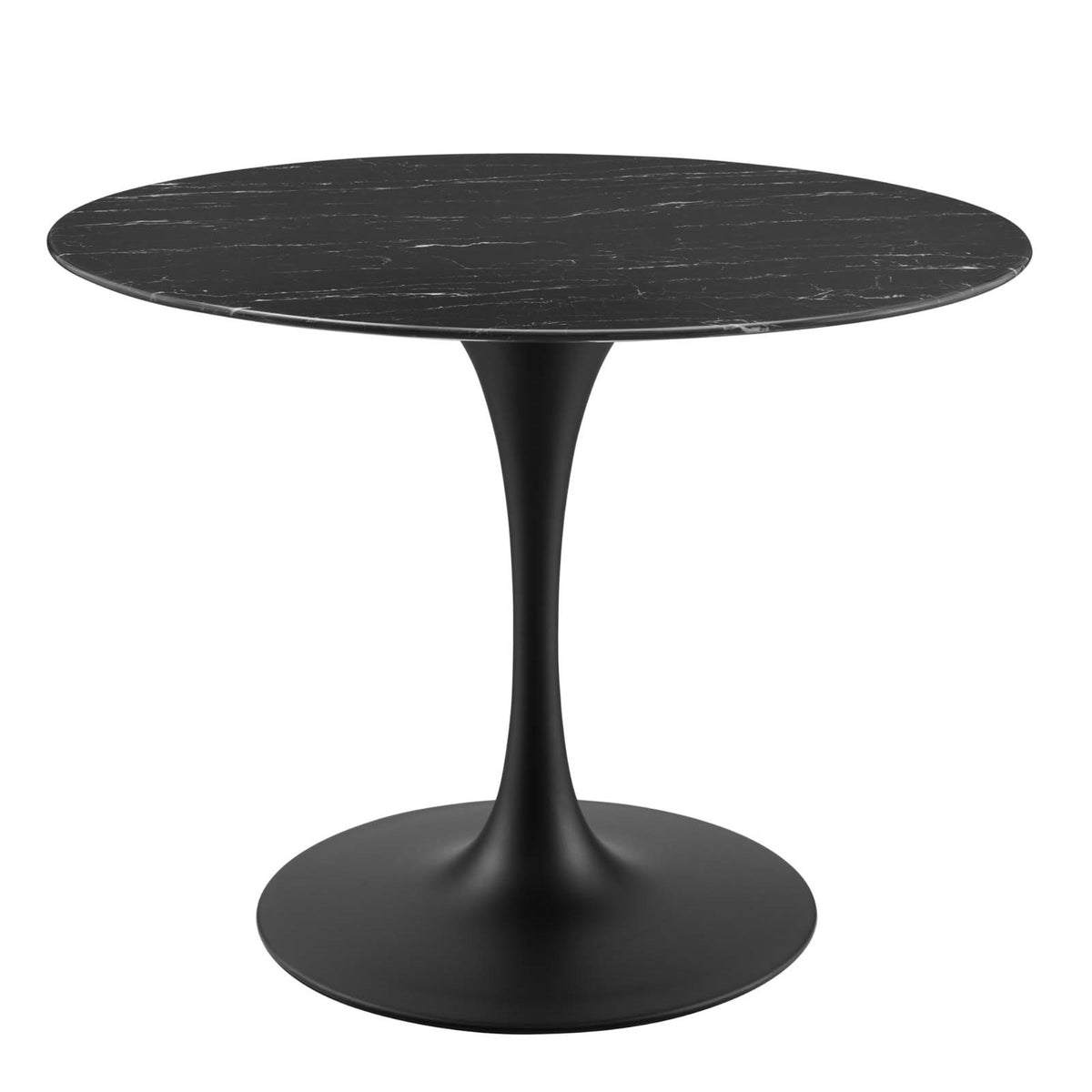 Lippa 40 Inch  Artificial Marble Dining Table Black Black