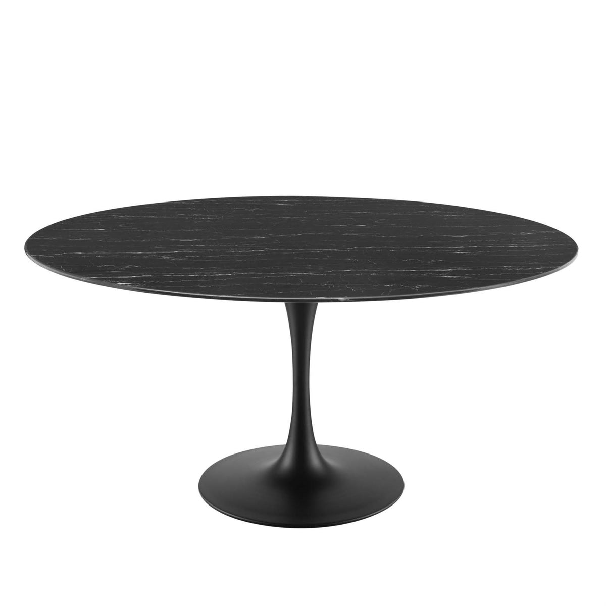 Lippa 60 Inch  Artificial Marble Dining Table Black Black