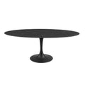Lippa 78 Inch  Oval Artificial Marble Dining Table Black Black