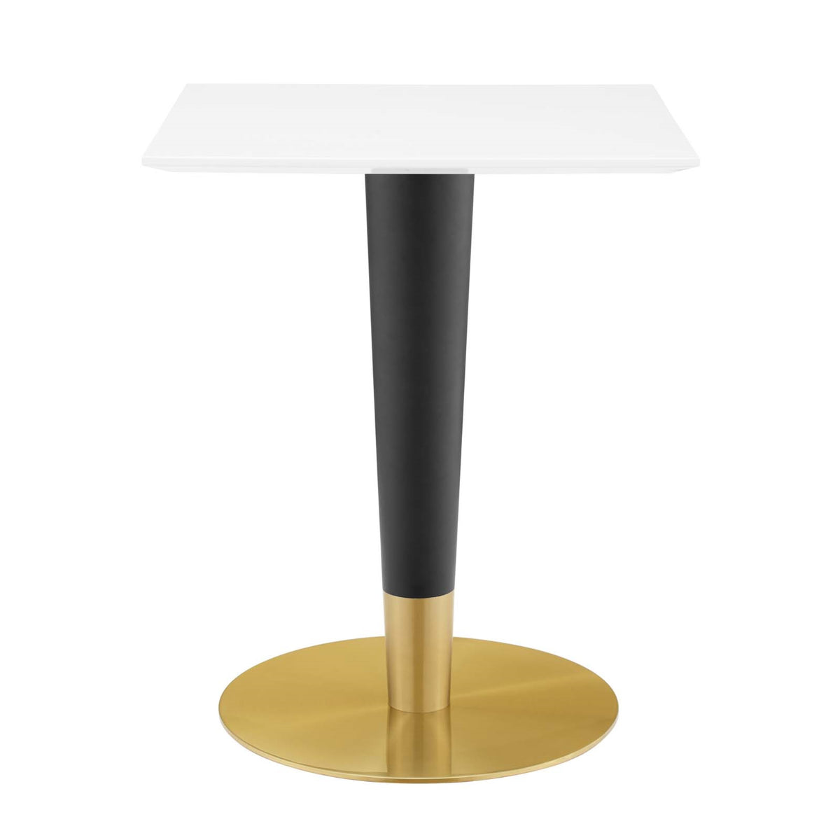 Zinque 24 Inch  Square Dining Table Gold White