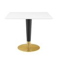 Zinque 36 Inch  Square Dining Table Gold White
