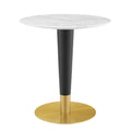 Zinque 28 Inch  Artificial Marble Dining Table Gold White