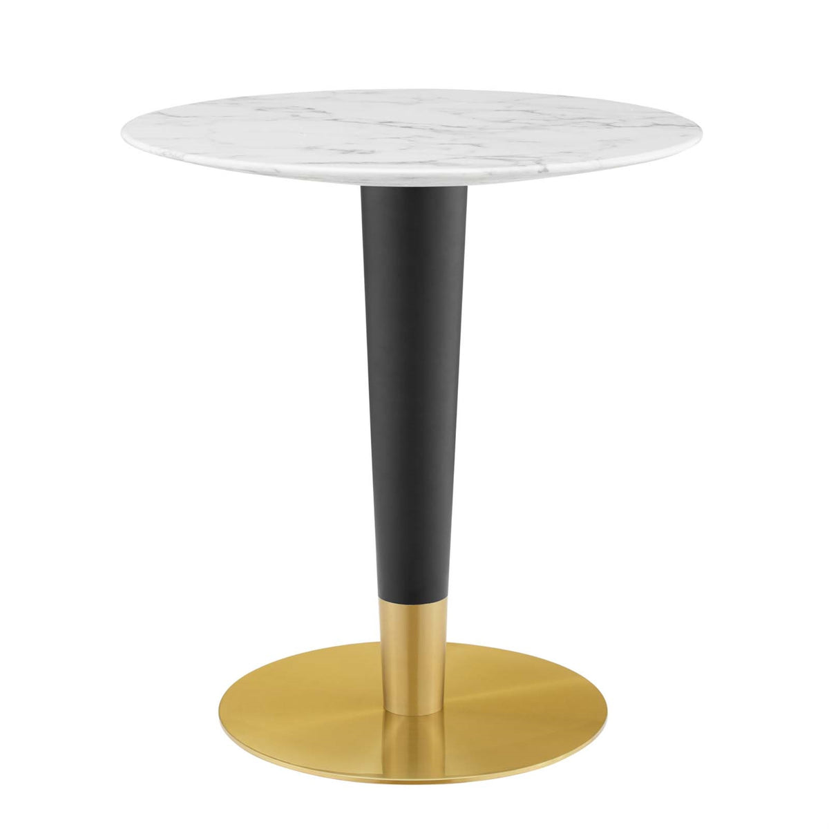 Zinque 28 Inch  Artificial Marble Dining Table Gold White