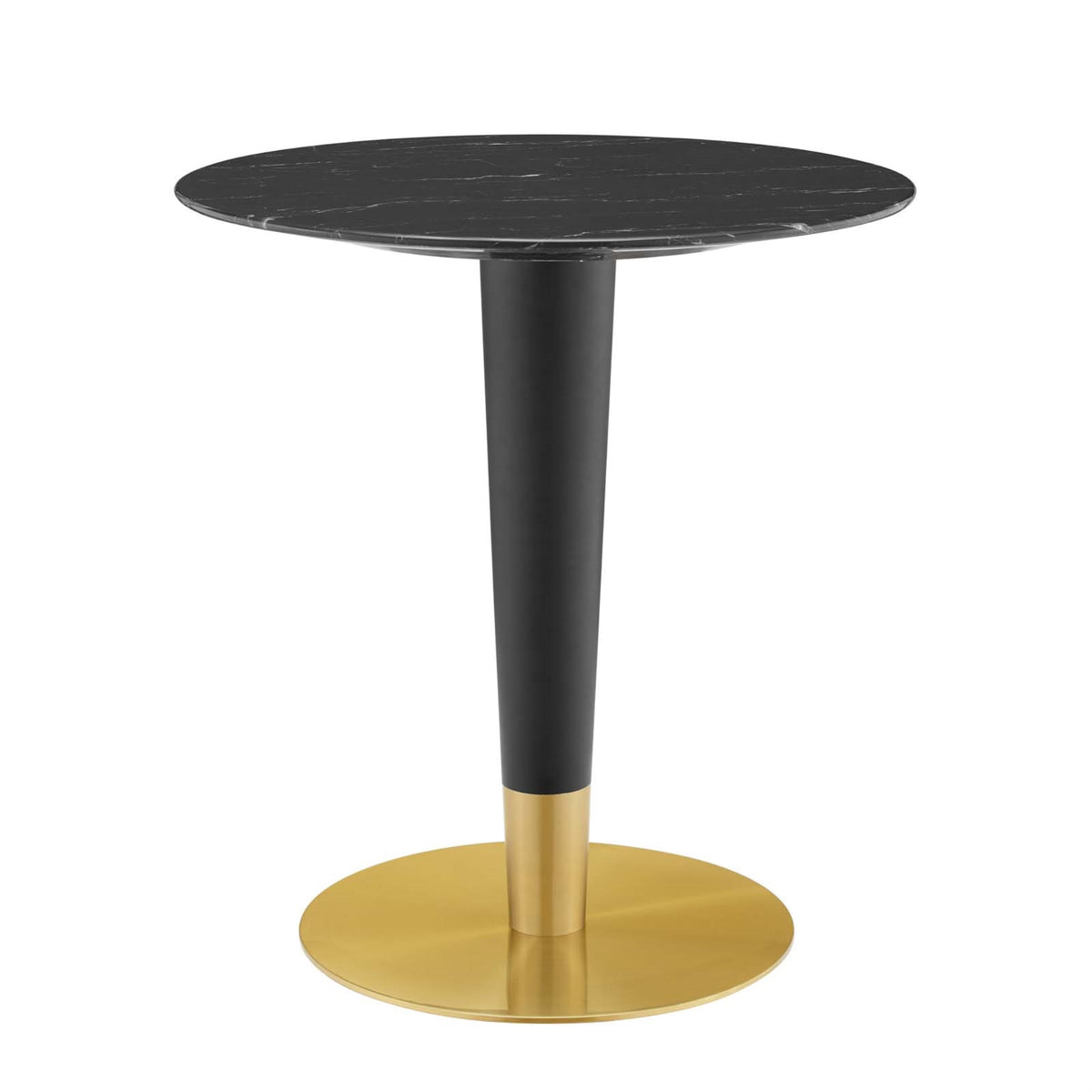 Zinque 28 Inch  Artificial Marble Dining Table Gold Black
