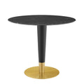 Zinque 36 Inch  Artificial Marble Dining Table Gold Black