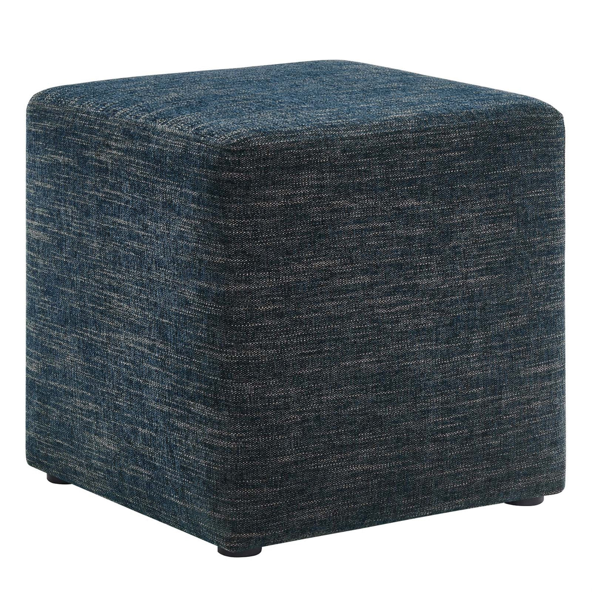 Callum 17 Inch  Square Woven Heathered Fabric Upholstered Ottoman