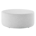 Callum Large 38'' Round Woven Heathered Fabric Upholstered Ottoman