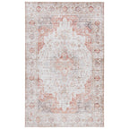 4 ft. x 6 ft. Traditional Persian Style Washable Boho Light Grey Red Area Rug