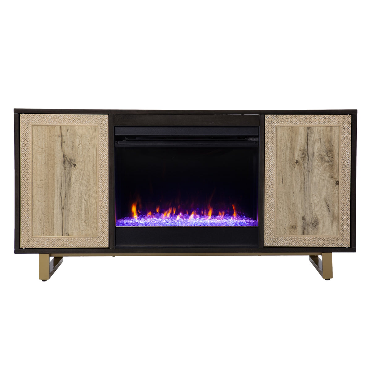 Wilconia Color Changing Fireplace W/ Media Storage And Carved Details