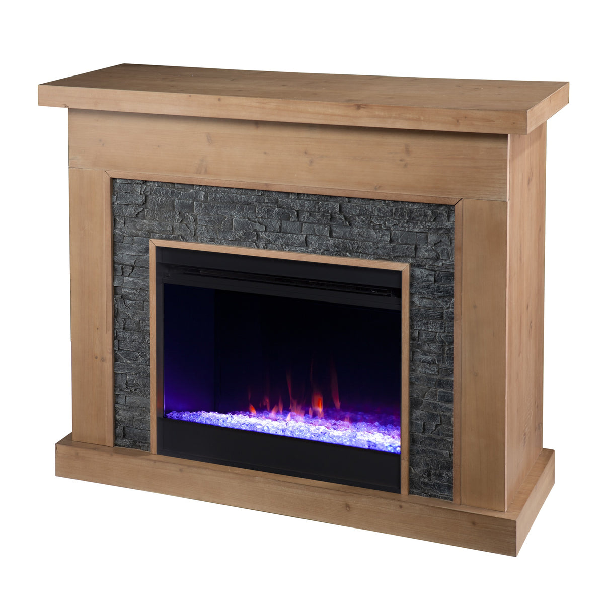 Standlon Color Changing Fireplace With Faux Stone Surround