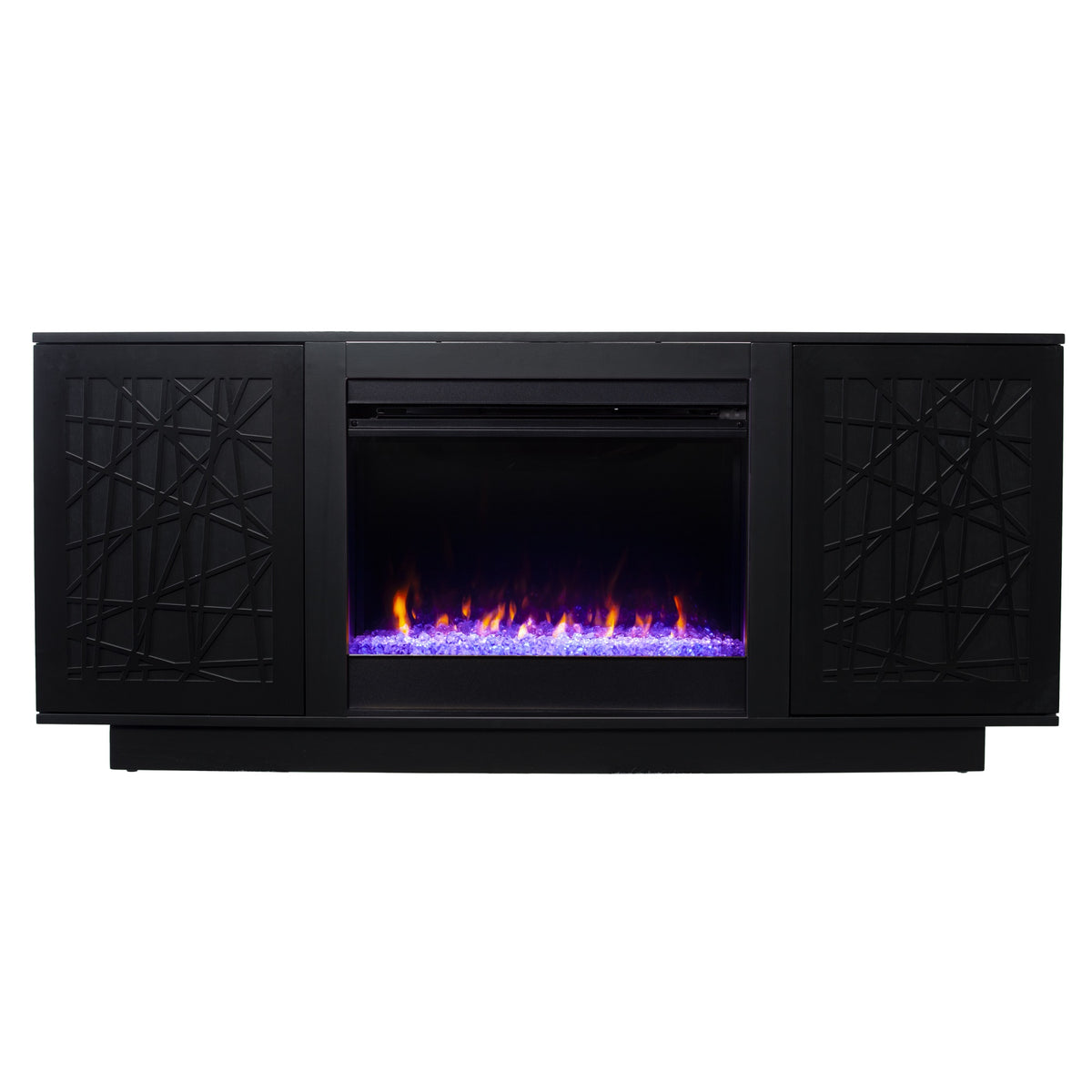 Delgrave Color Changing Fireplace With Media Storage  Black