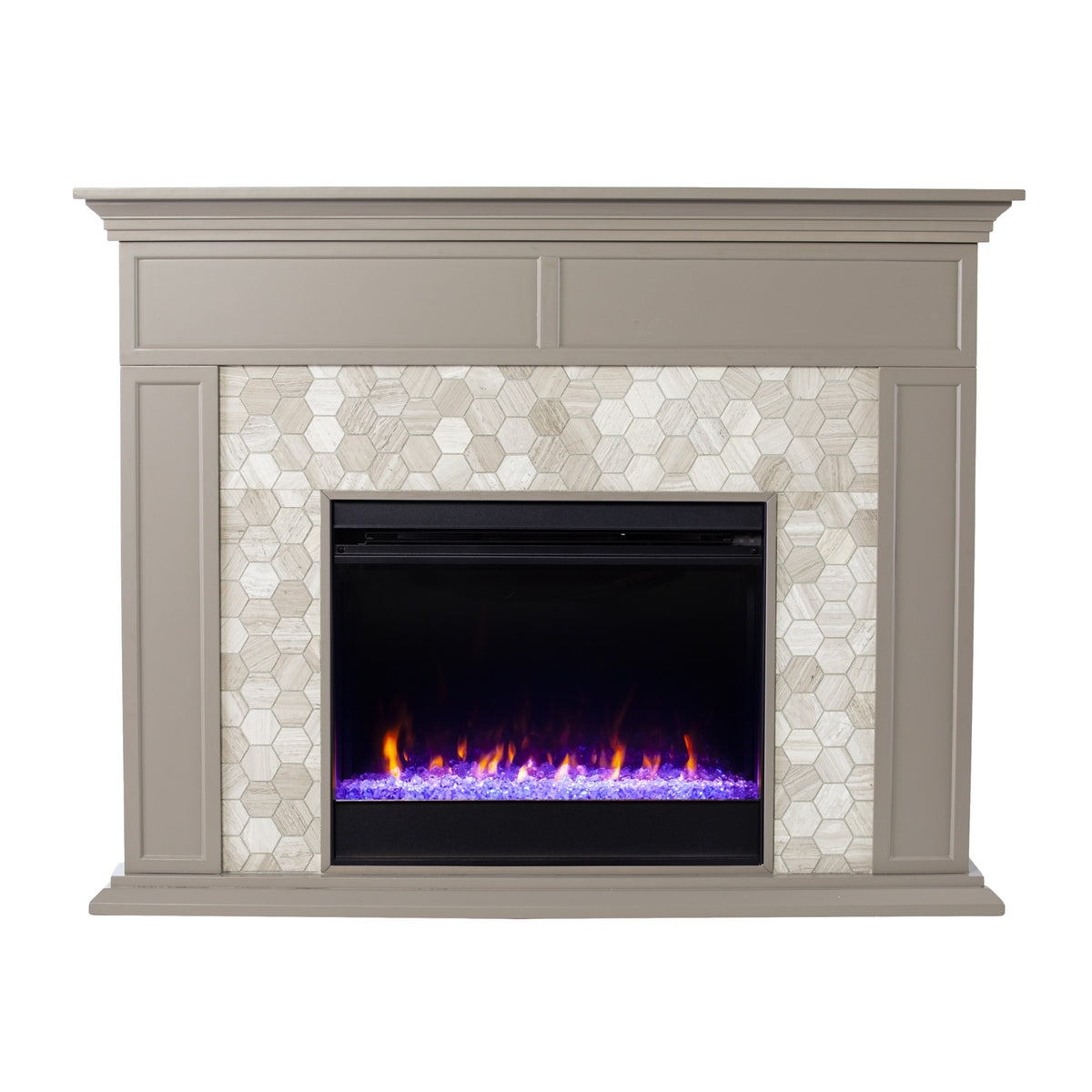 Torlington Color Changing Marble Tiled Fireplace  Gray