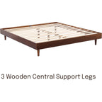 Full size Mid-Century Modern Platform Bed Frame in Dark Brown Wood Finish