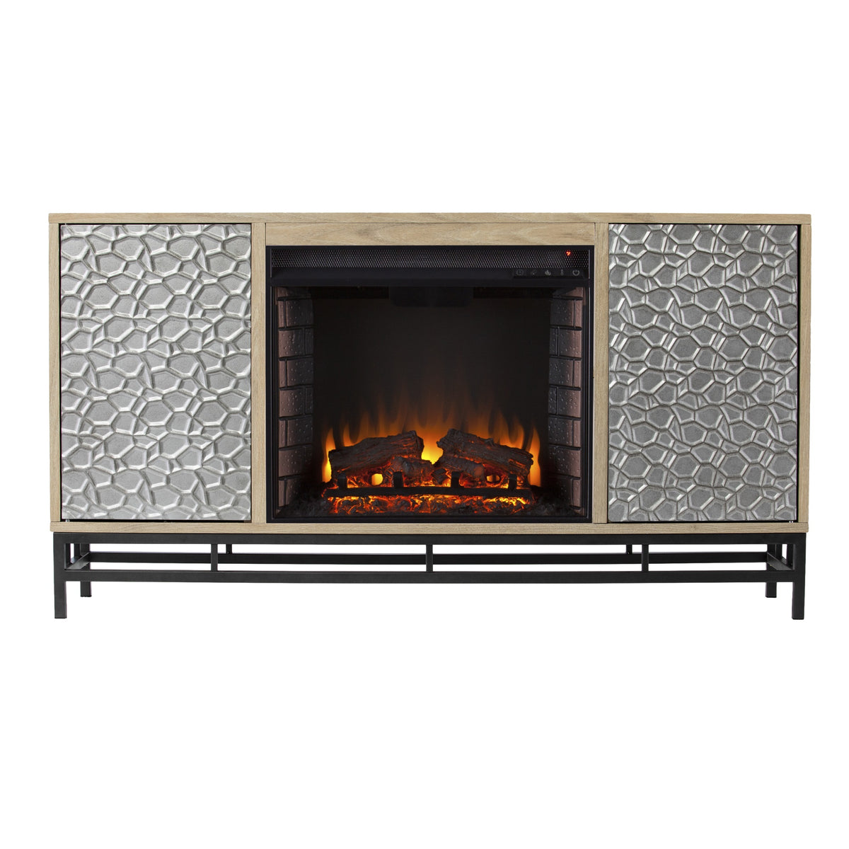 Hollesborne Electric Fireplace With Media Storage  Natural