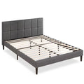 Full size Grey Upholstered Platform Bed Frame with Padded Headboard